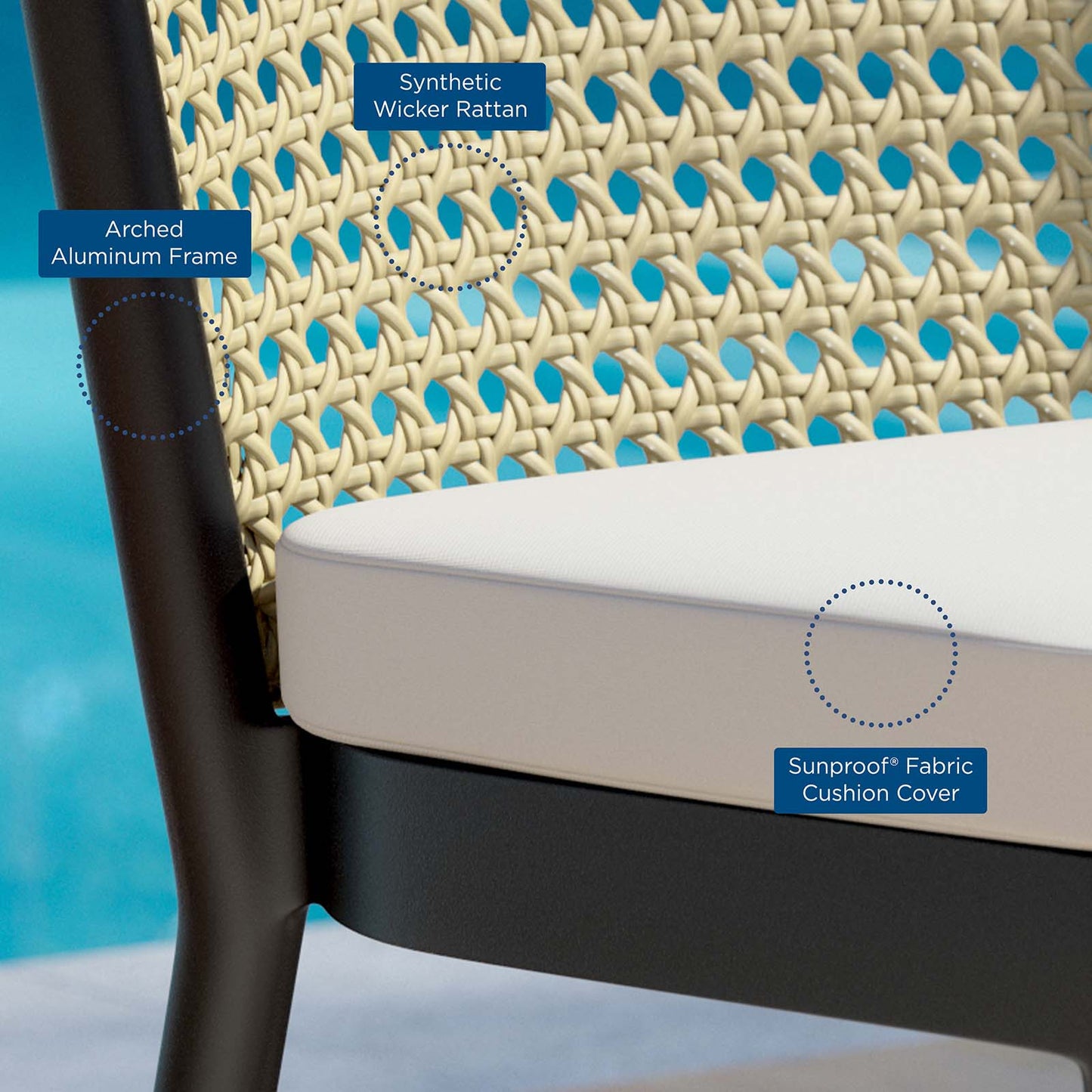 Melbourne Outdoor Patio Dining Side Chair in Ivory White by Modway