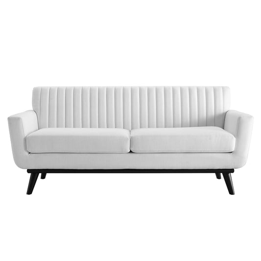 Engage Channel Tufted Fabric Loveseat White | Polyester by Modway