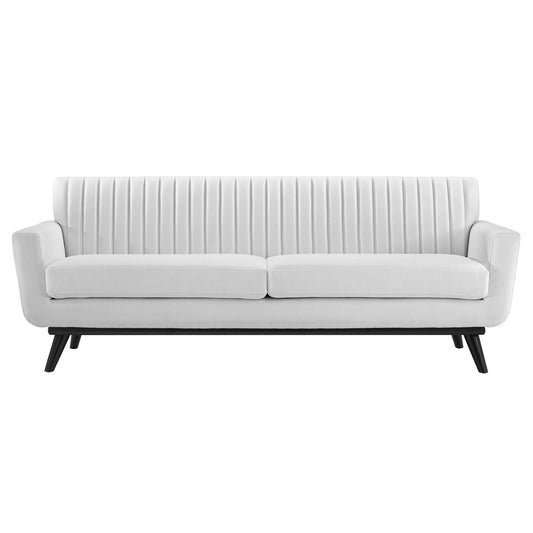 Engage Channel Tufted Fabric Sofa White | Polyester by Modway