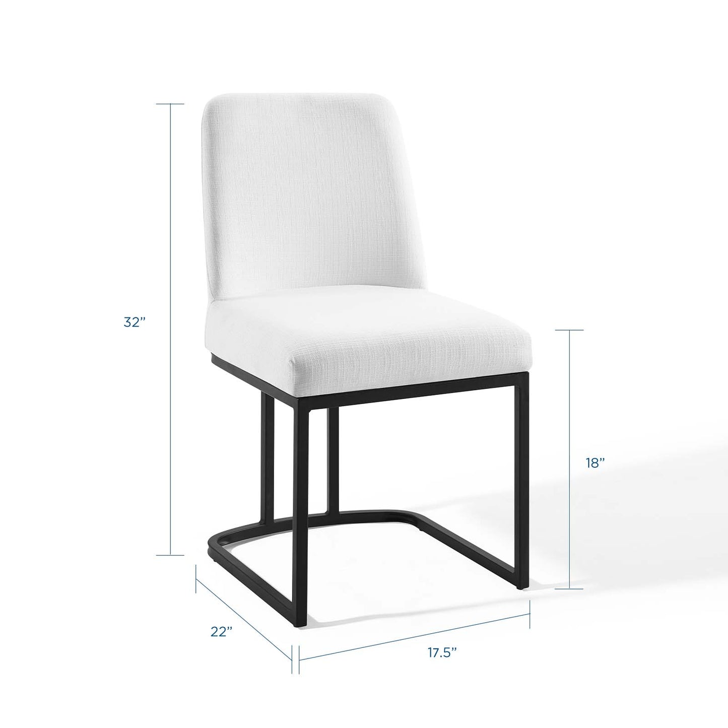 Amplify Sled Base Upholstered Fabric Dining Chairs - Set of 2 Black White | Polyester by Modway