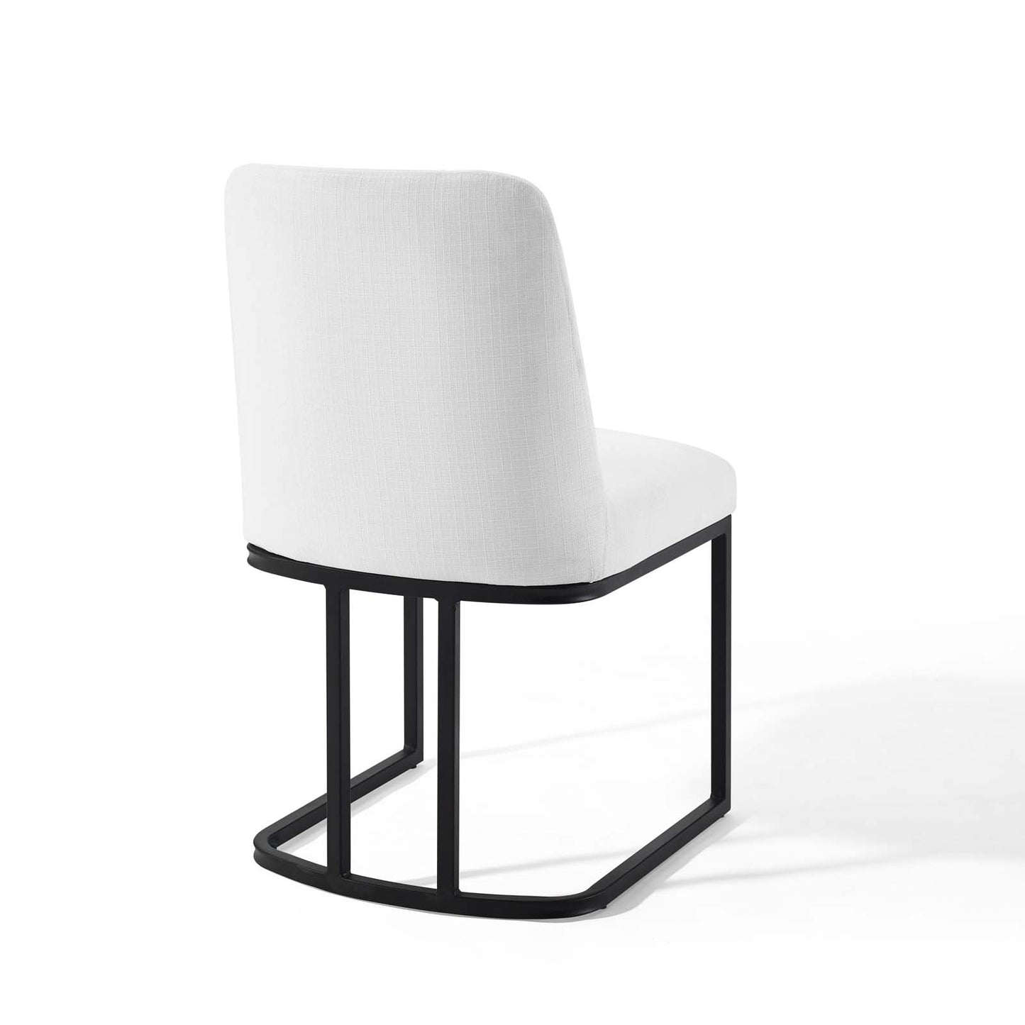Amplify Sled Base Upholstered Fabric Dining Chairs - Set of 2 Black White | Polyester by Modway