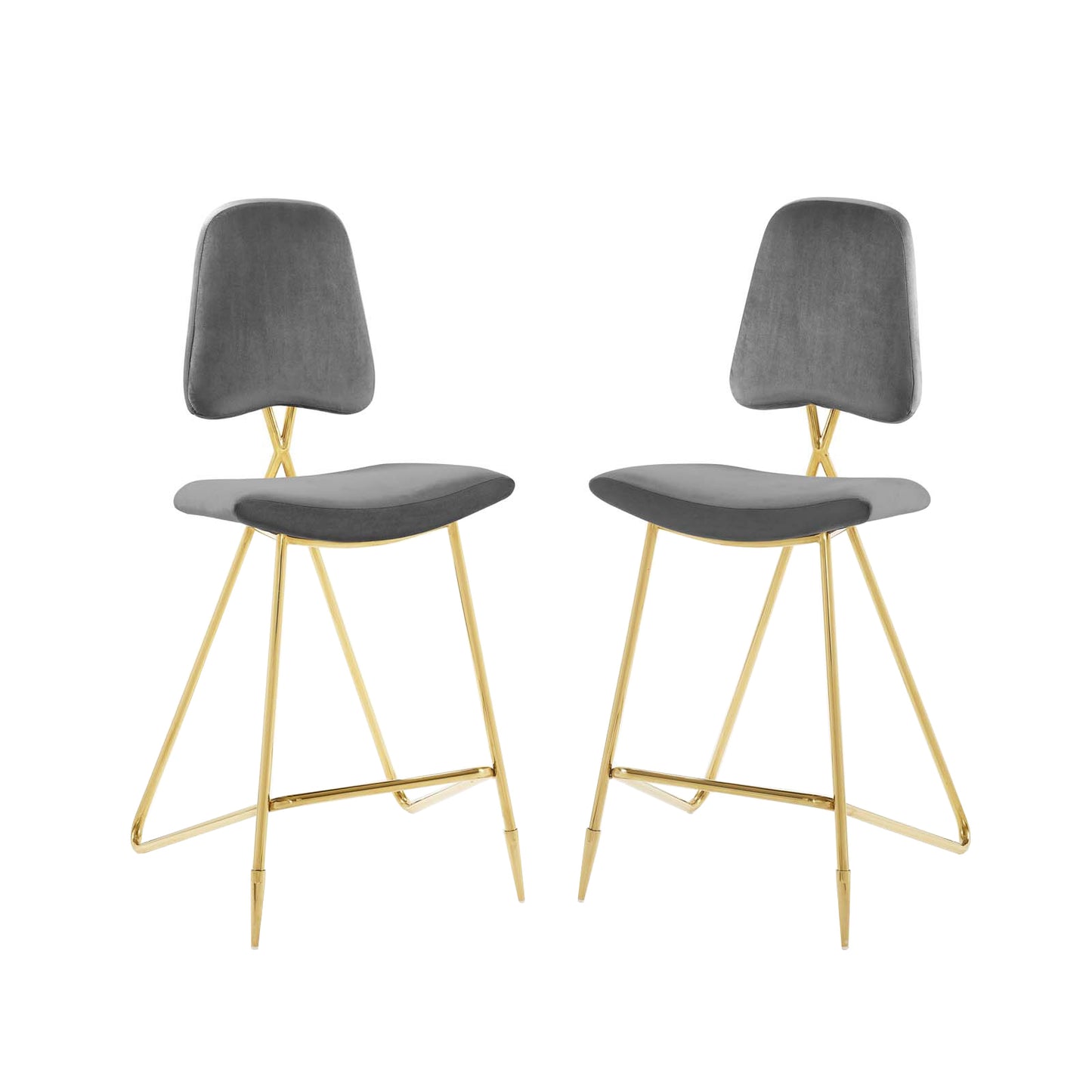 Ponder Bar Stool Performance Velvet Set of 2 | Polyester by Modway