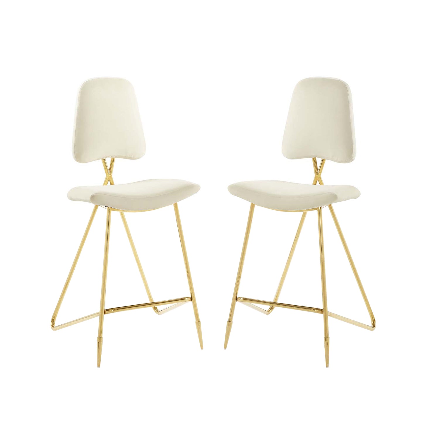 Ponder Bar Stool Performance Velvet Set of 2 | Polyester by Modway