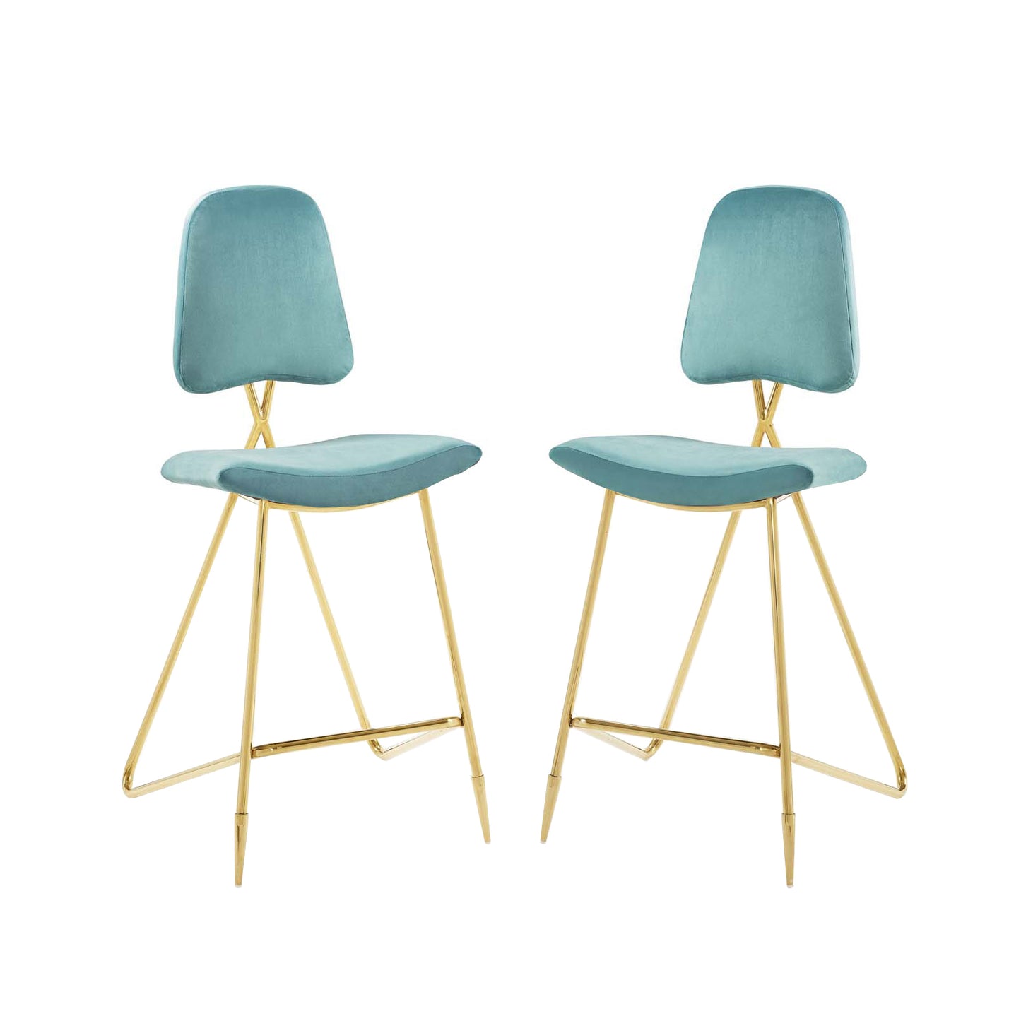 Ponder Bar Stool Performance Velvet Set of 2 | Polyester by Modway