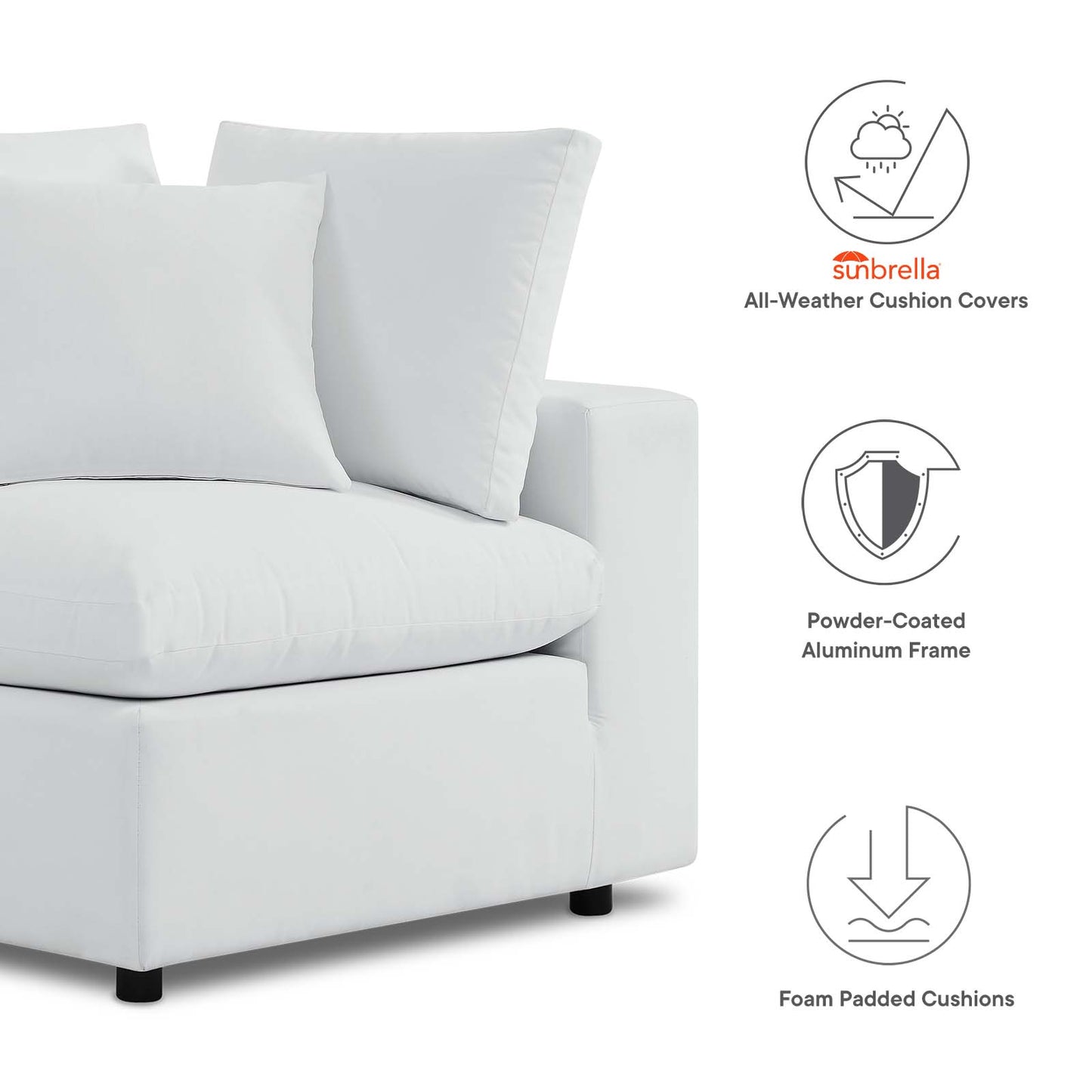 Commix 4-Piece Sunbrella Outdoor Patio Sectional Sofa by Modway