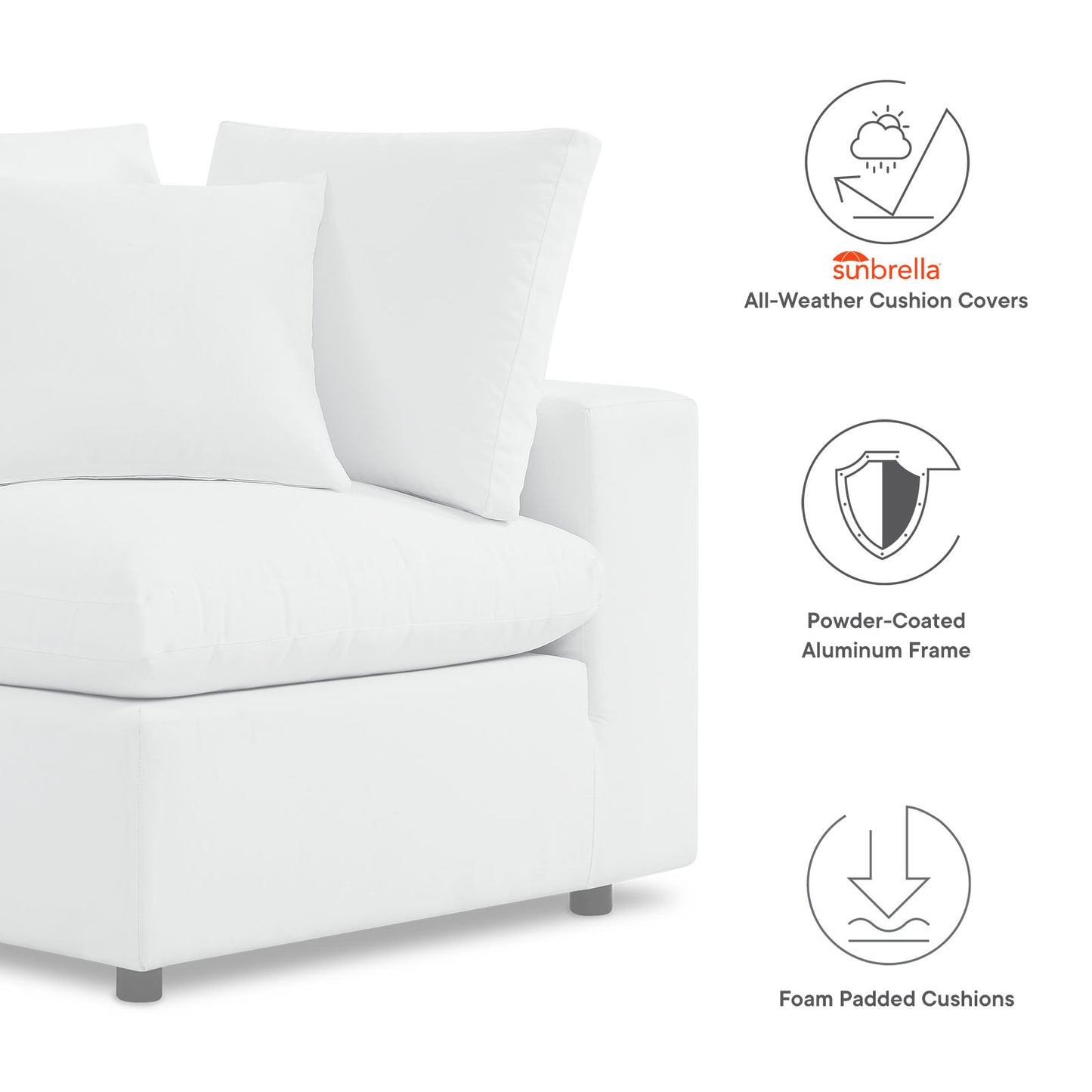 Commix 6-Piece Sunbrella Outdoor Patio Sectional Sofa by Modway