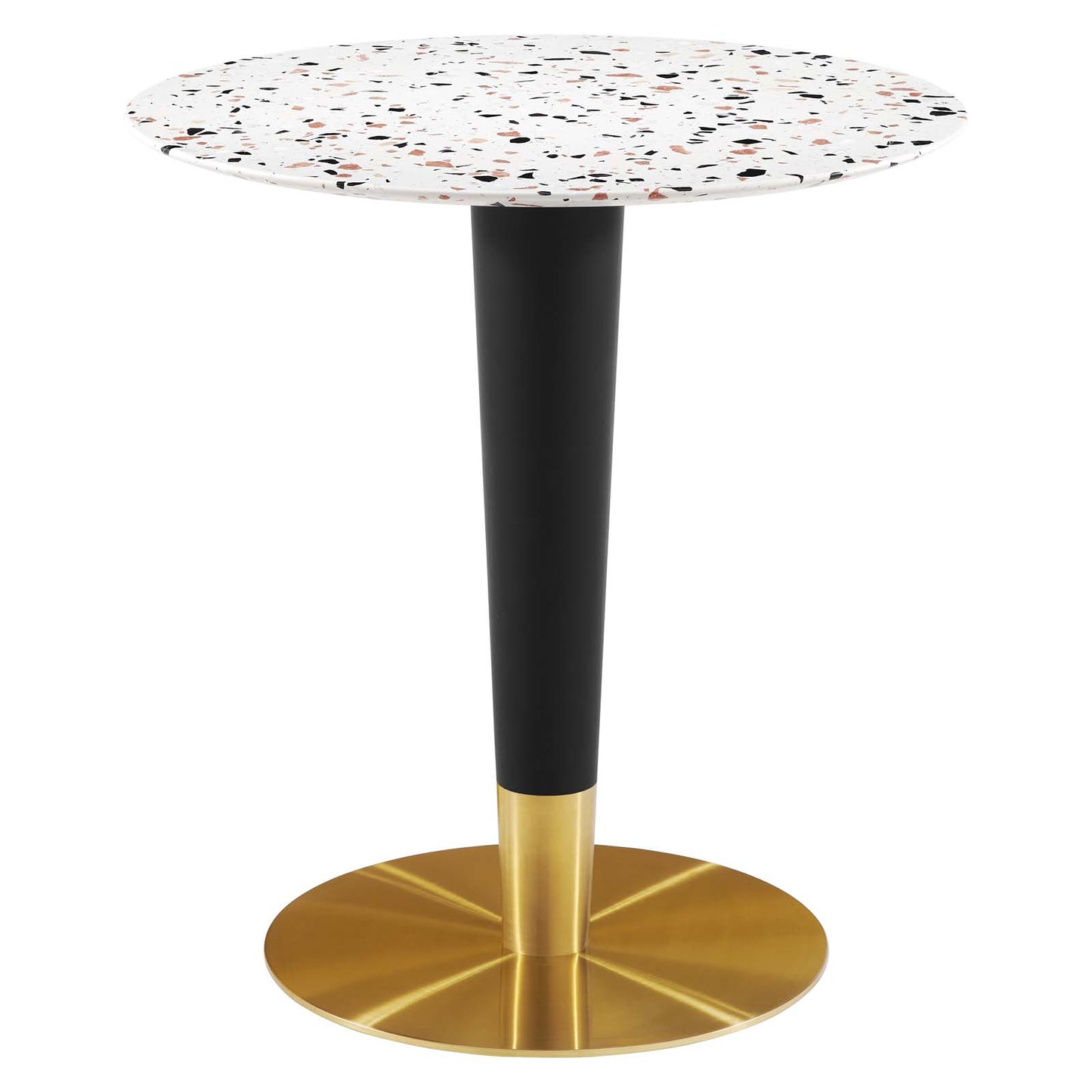 Zinque 28" Round Terrazzo Dining Table in Gold White by Modway