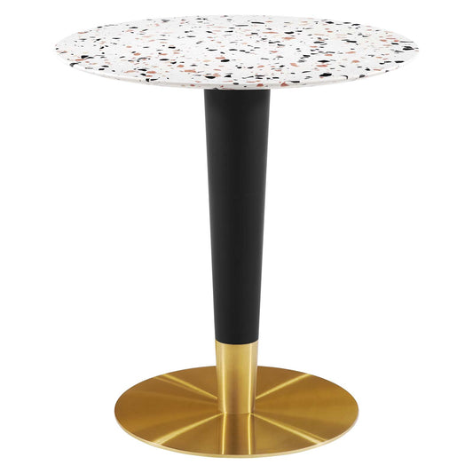 Zinque 28" Round Terrazzo Dining Table in Gold White by Modway