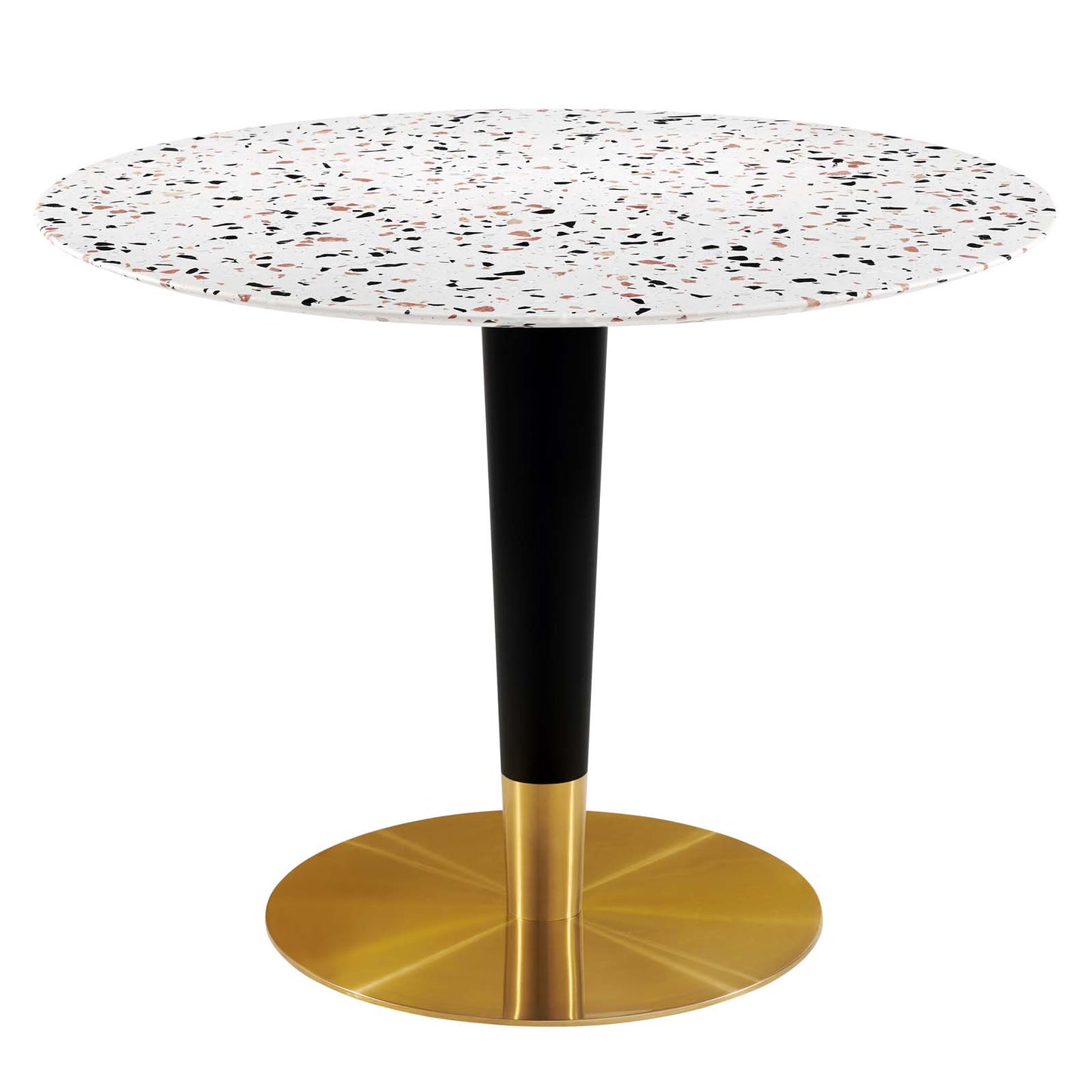 Zinque 40" Round Terrazzo Dining Table in Gold White by Modway