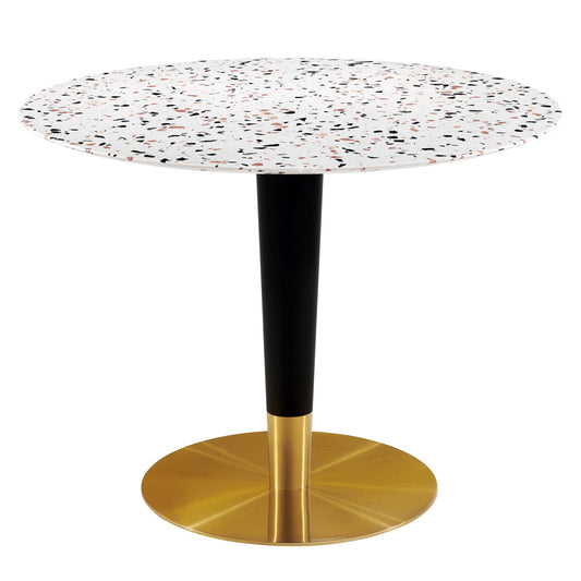 Zinque 40" Round Terrazzo Dining Table in Gold White by Modway