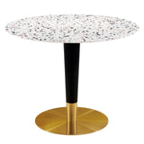 Zinque 40" Round Terrazzo Dining Table in Gold White by Modway