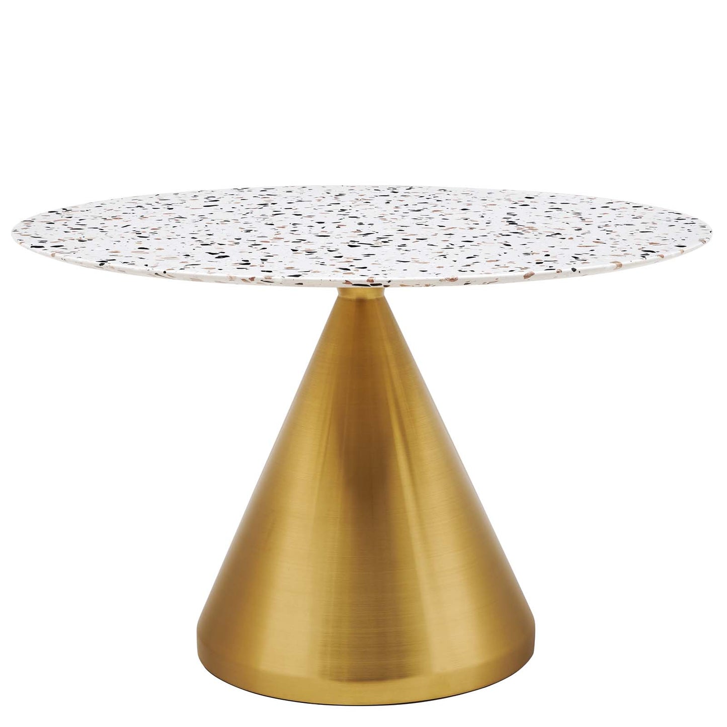 Tupelo 47" Round Terrazzo Dining Table in Gold White by Modway