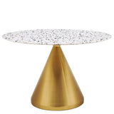 Tupelo 47" Round Terrazzo Dining Table in Gold White by Modway