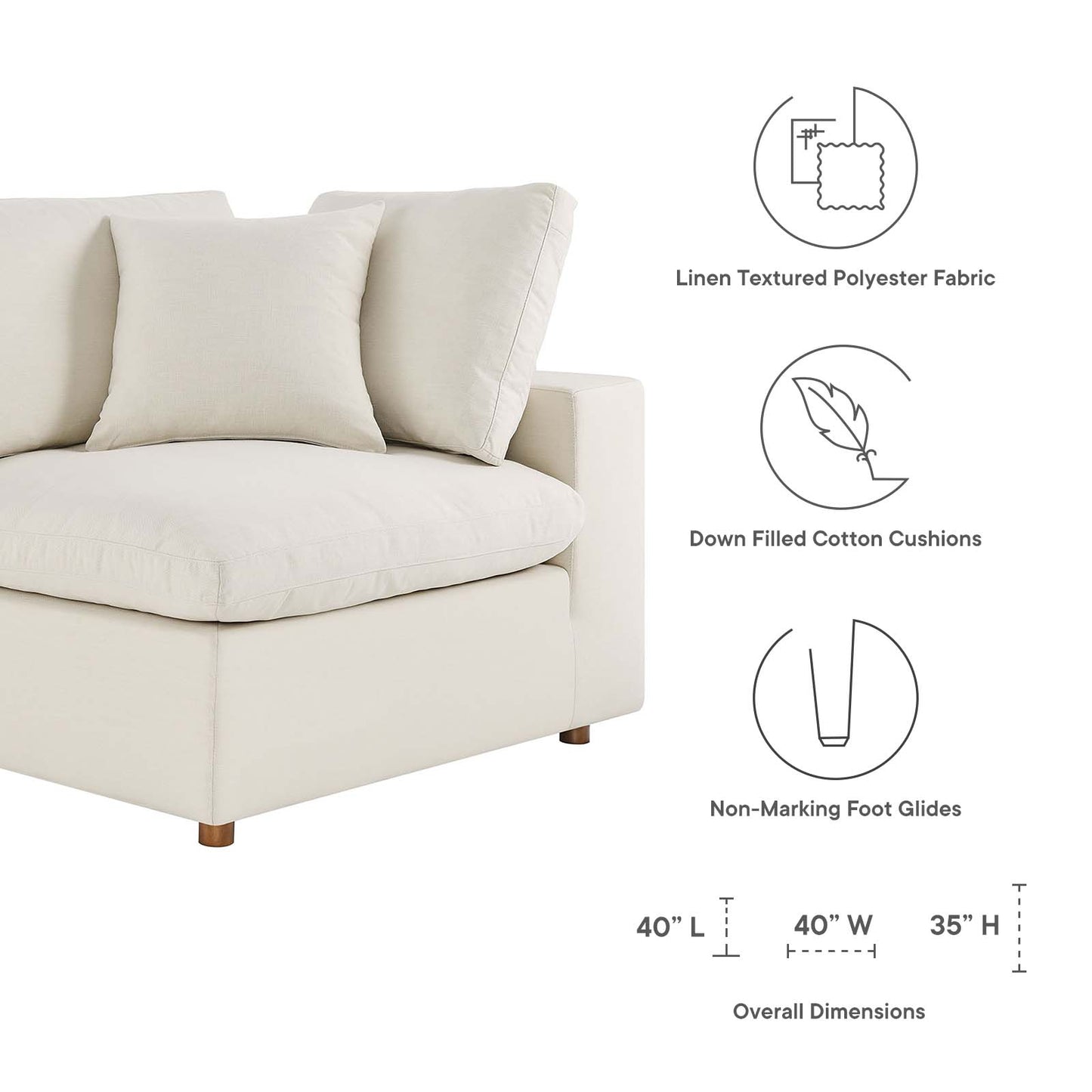 Commix Down Filled Overstuffed 6-Piece Sectional Sofa | Polyester by Modway