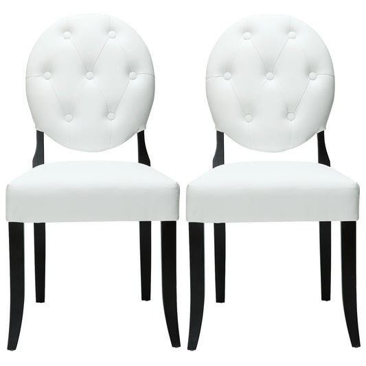 Button Dining Chairs Set of 2 White by Modway