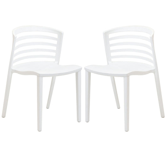 Curvy Dining Chairs (Set of 2) White by Modway