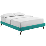 Loryn King Fabric Bed Frame with Round Splayed Legs Teal | Polyester by Modway