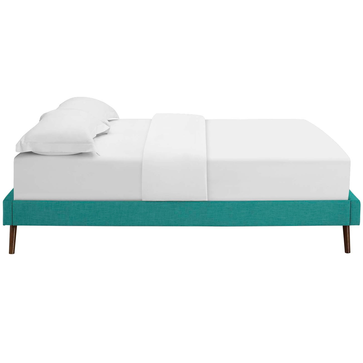 Loryn King Fabric Bed Frame with Round Splayed Legs Teal | Polyester by Modway