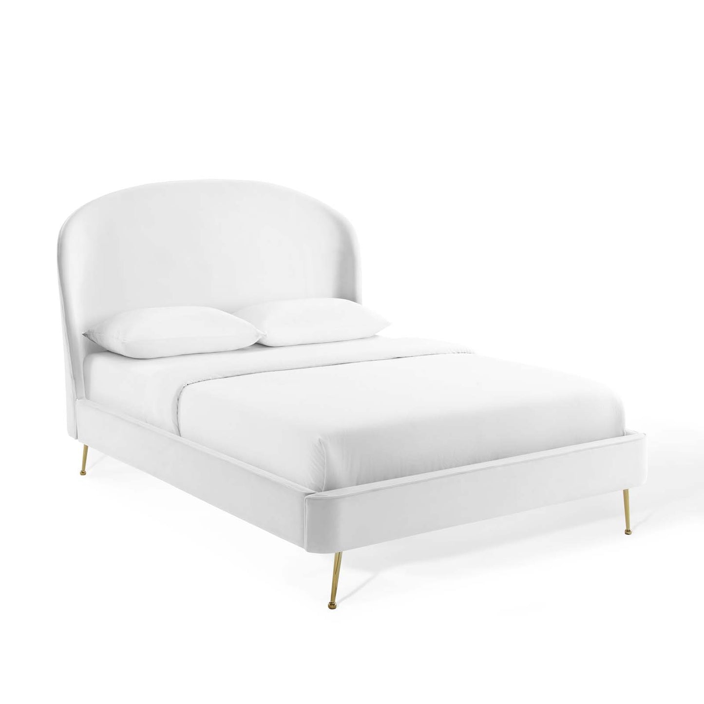 Mira Upholstered Performance Velvet Queen Platform Bed | Polyester by Modway