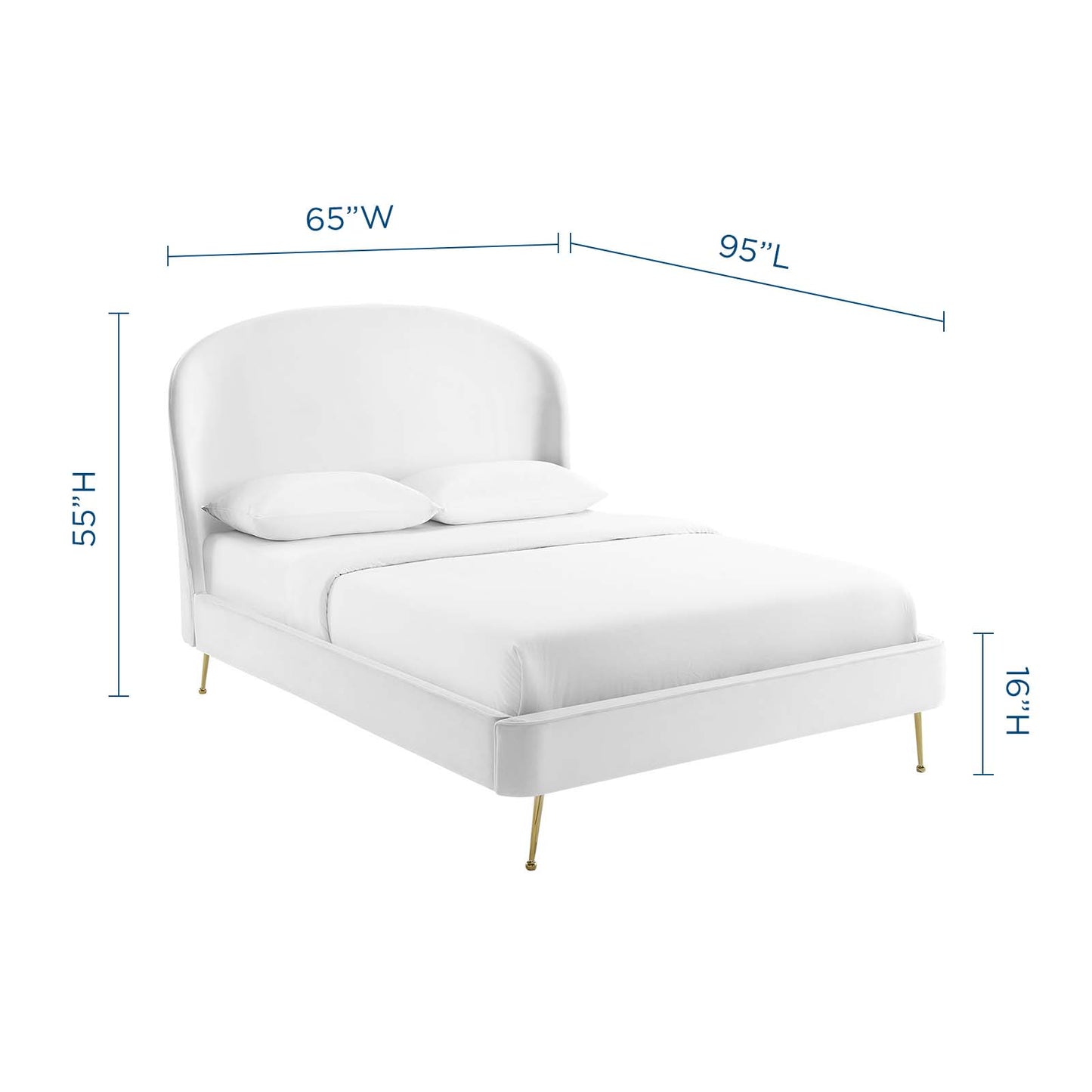 Mira Upholstered Performance Velvet Queen Platform Bed | Polyester by Modway