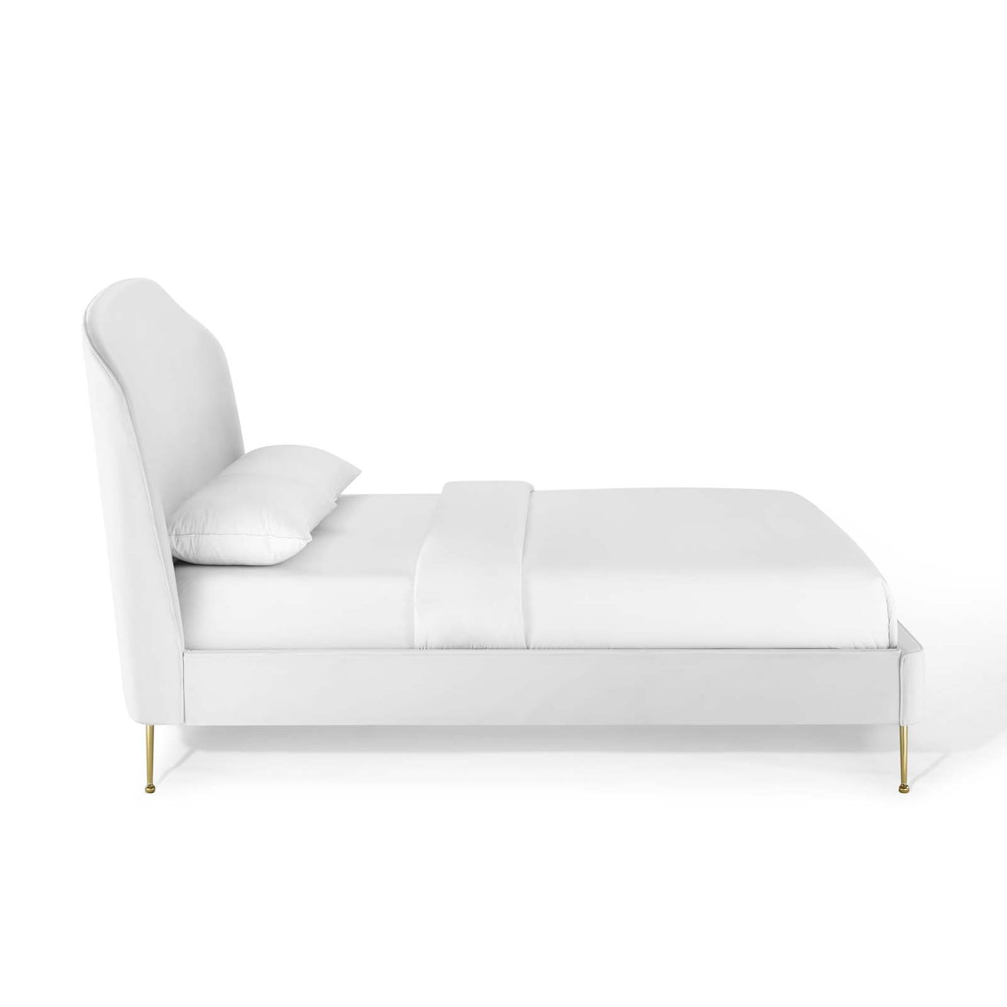 Mira Upholstered Performance Velvet Queen Platform Bed | Polyester by Modway