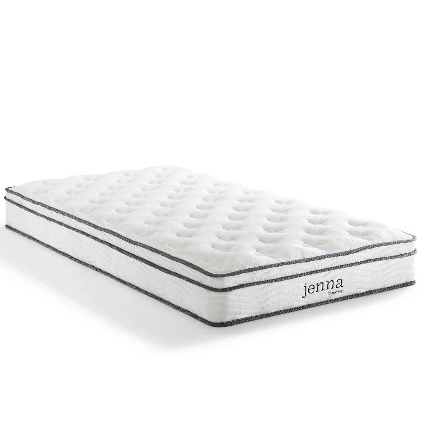 Jenna 8" Twin Innerspring Mattress White | Polyester by Modway