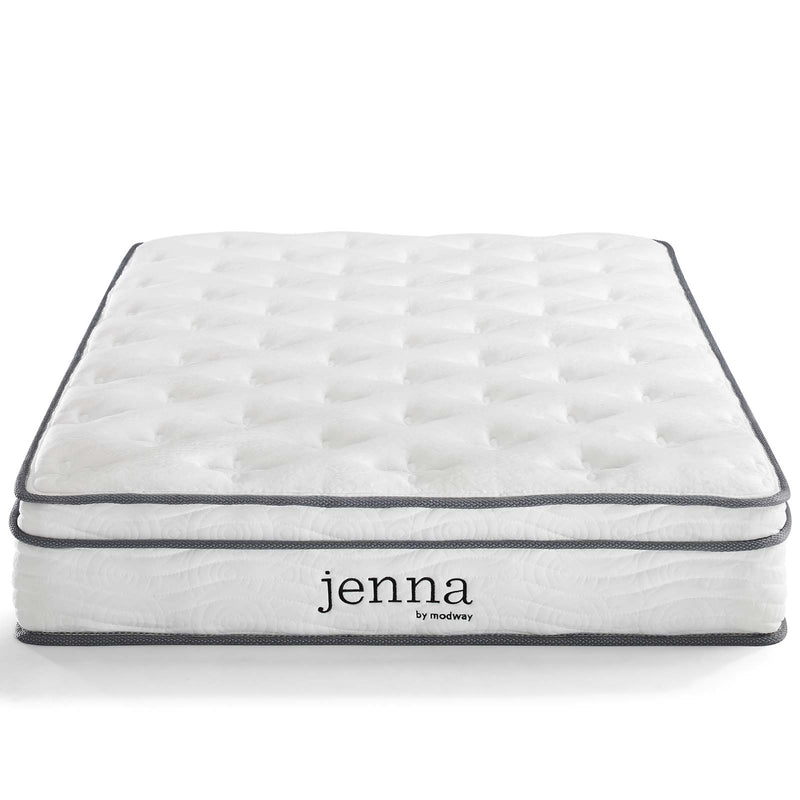 Jenna 8" Twin Innerspring Mattress White | Polyester by Modway
