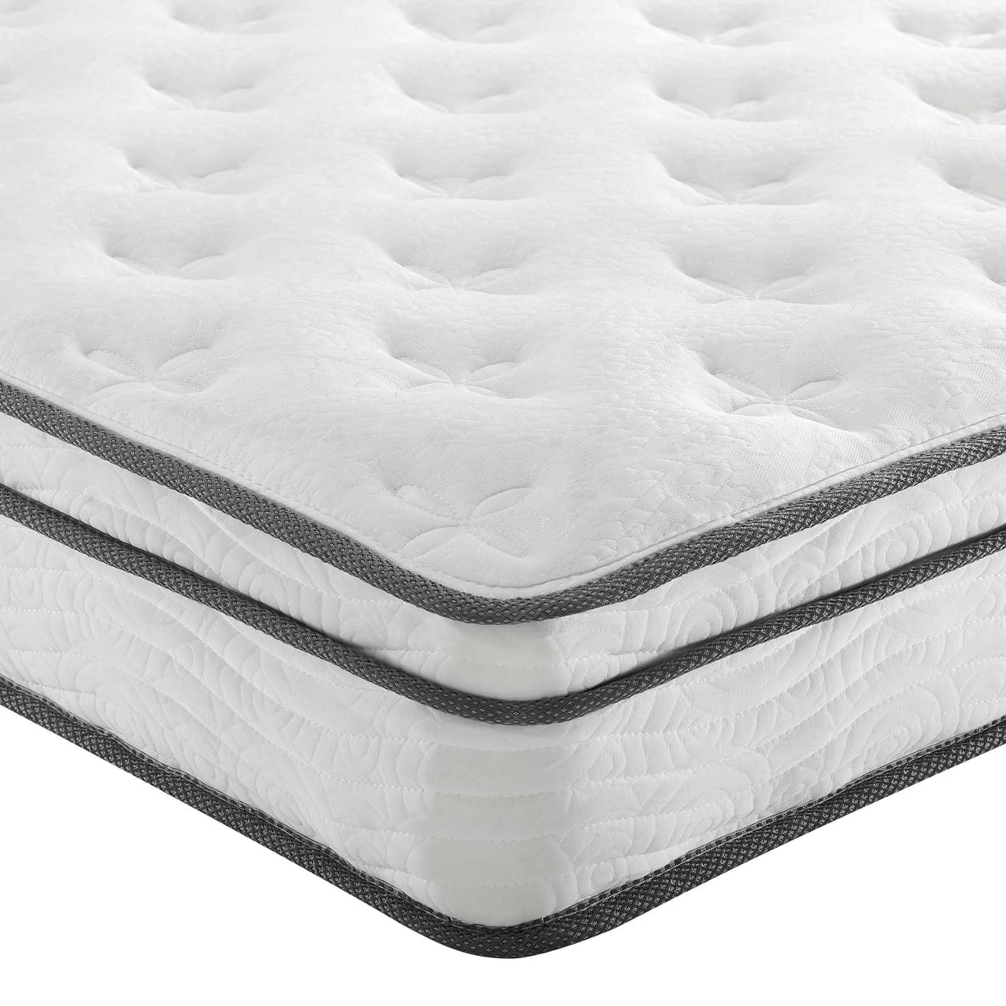 Jenna 8" Twin Innerspring Mattress White | Polyester by Modway