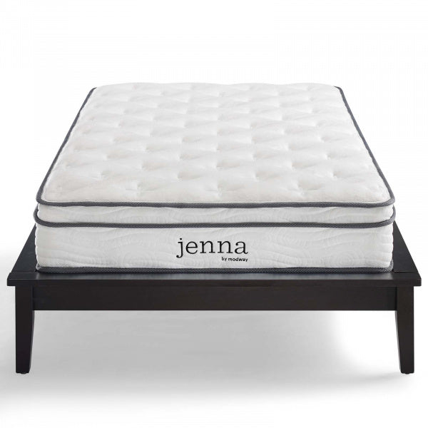 Jenna 8" Queen Innerspring Mattress White | Polyester by Modway