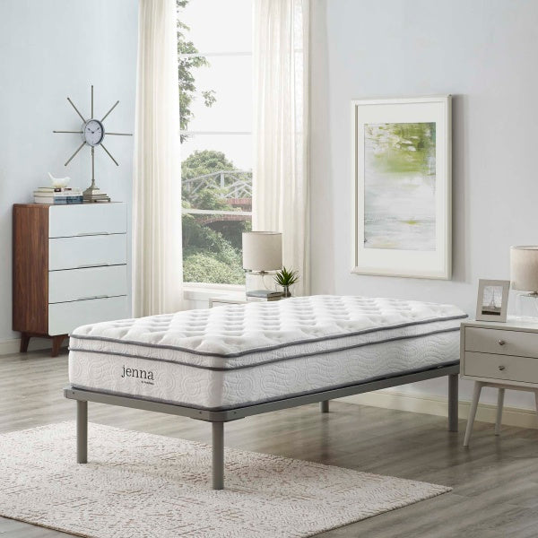 Jenna 8" Queen Innerspring Mattress White | Polyester by Modway