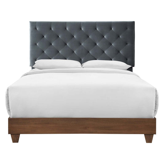 Rhiannon Diamond Tufted Upholstered Performance Velvet Queen Bed by Modway
