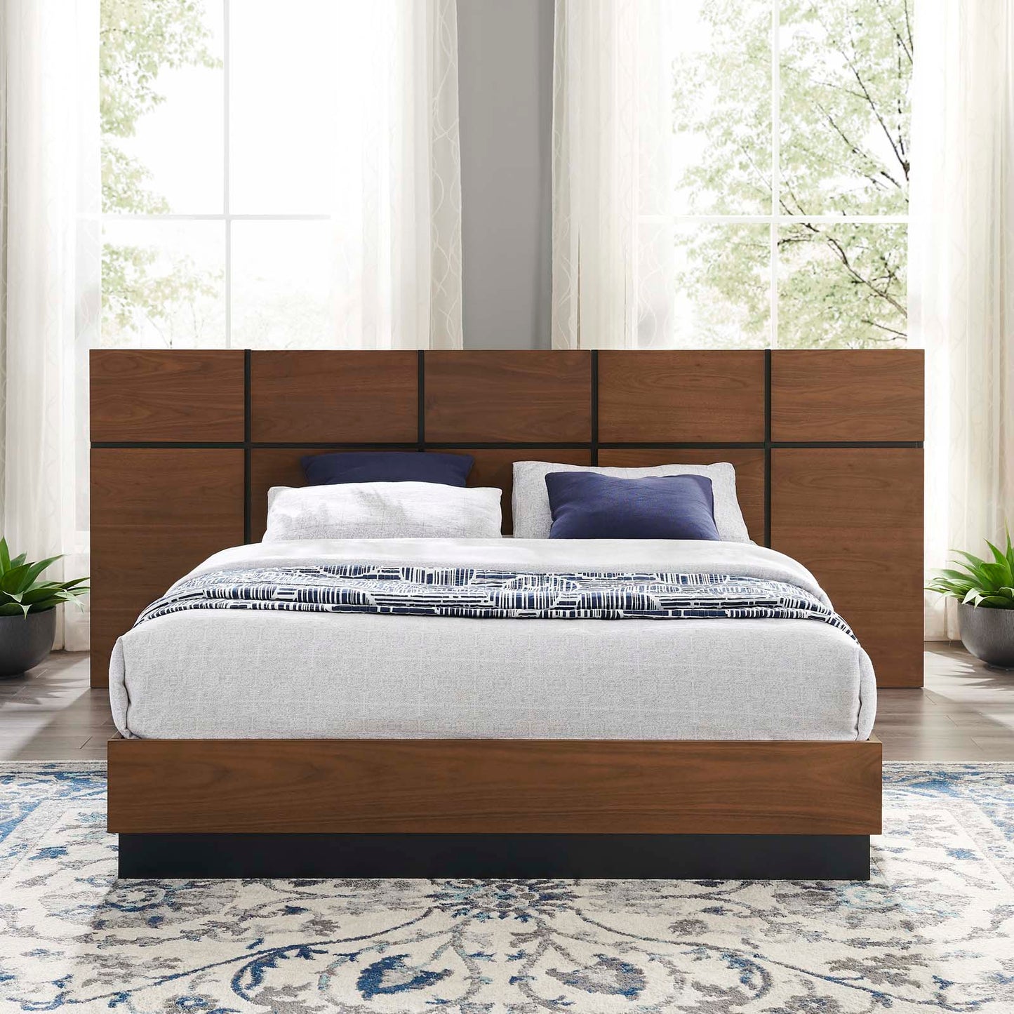 Caima Queen Platform Bed Walnut by Modway