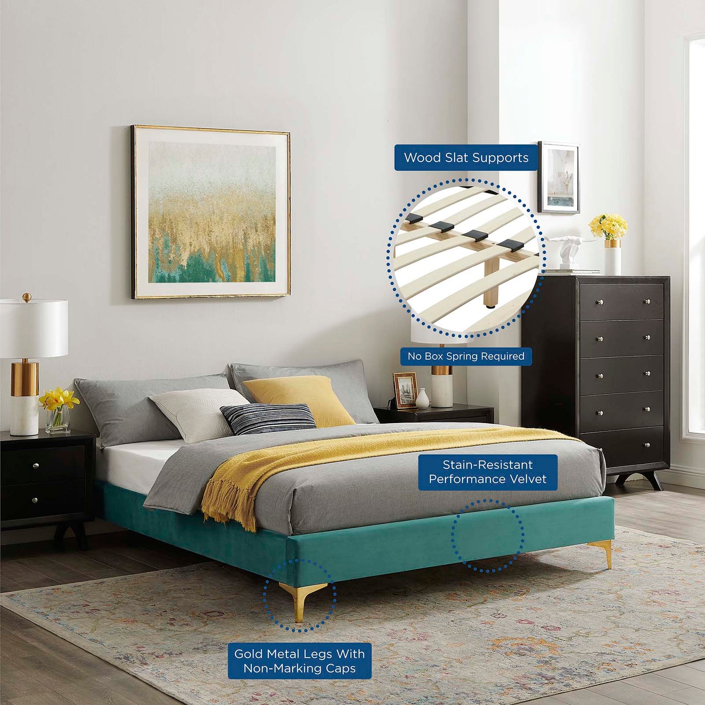 Sutton Twin Performance Velvet Bed Frame by Modway