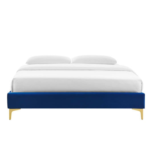Sutton King Performance Velvet Bed Frame Navy by Modway