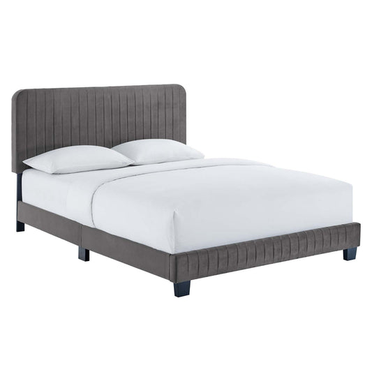Celine Channel Tufted Performance Velvet Queen Platform Bed by Modway