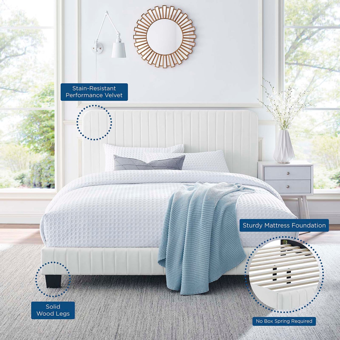 Celine Channel Tufted Performance Velvet Twin Platform Bed by Modway