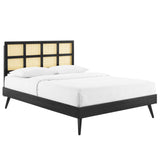 Sidney Cane and Wood Queen Platform Bed With Splayed Legs by Modway