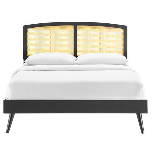 Sierra Cane and Wood Queen Platform Bed With Splayed Legs by Modway
