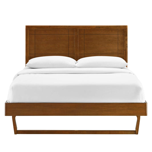 Marlee Queen Wood Platform Bed With Angular Frame Walnut by Modway