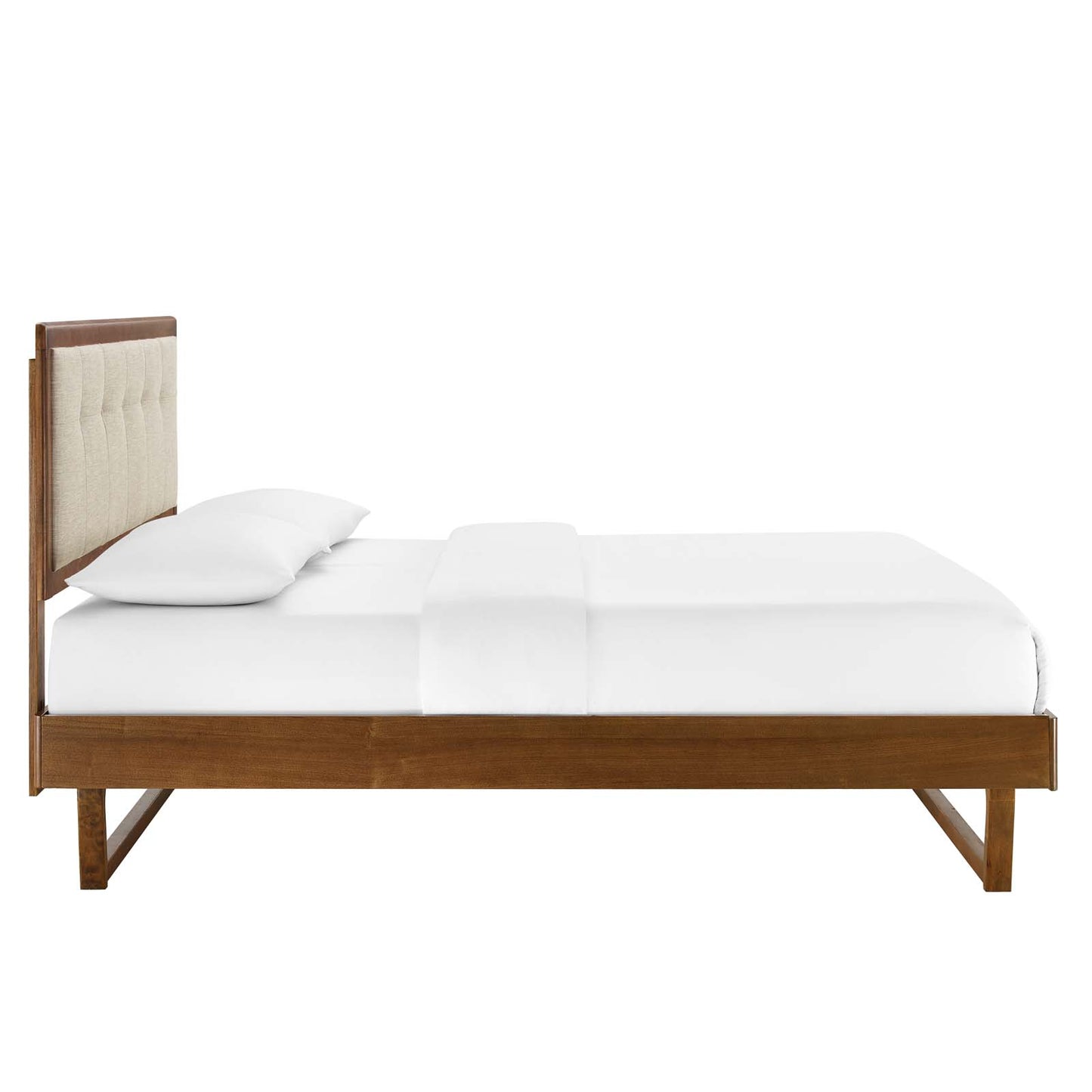 Willow Queen Wood Platform Bed With Angular Frame in Walnut Beige by Modway