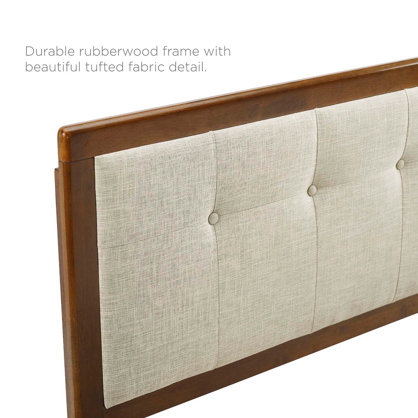 Willow Queen Wood Platform Bed With Angular Frame in Walnut Beige by Modway