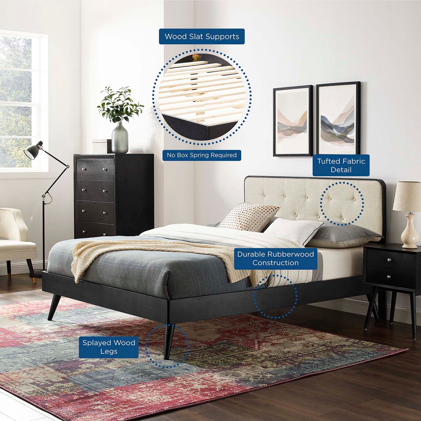 Bridgette Queen Wood Platform Bed With Splayed Legs by Modway