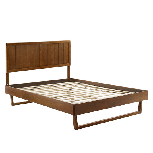 Alana Twin Wood Platform Bed With Angular Frame Walnut by Modway