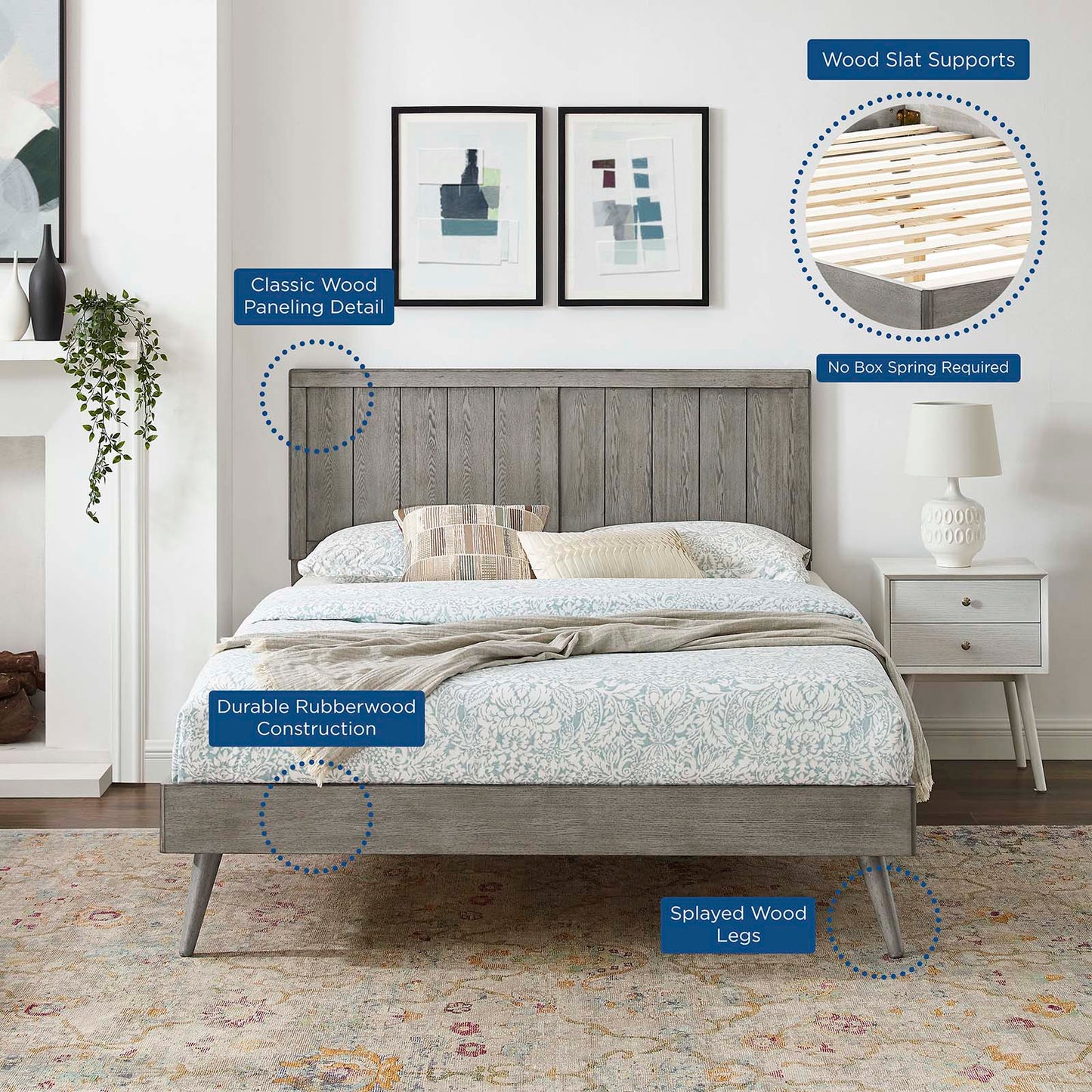 Alana Full Wood Platform Bed With Splayed Legs by Modway