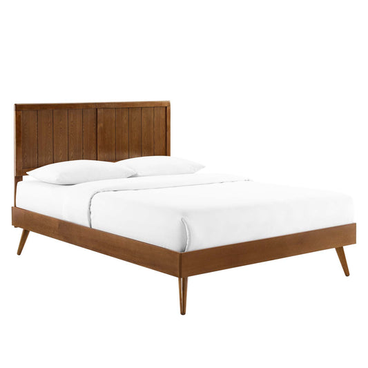 Alana Twin Wood Platform Bed With Splayed Legs Walnut by Modway