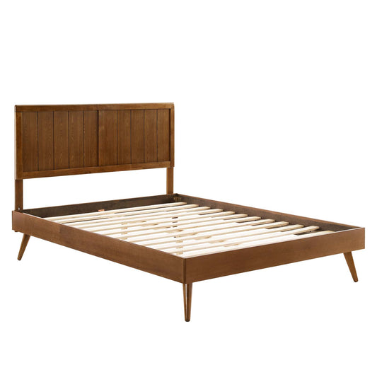 Alana Twin Wood Platform Bed With Splayed Legs Walnut by Modway