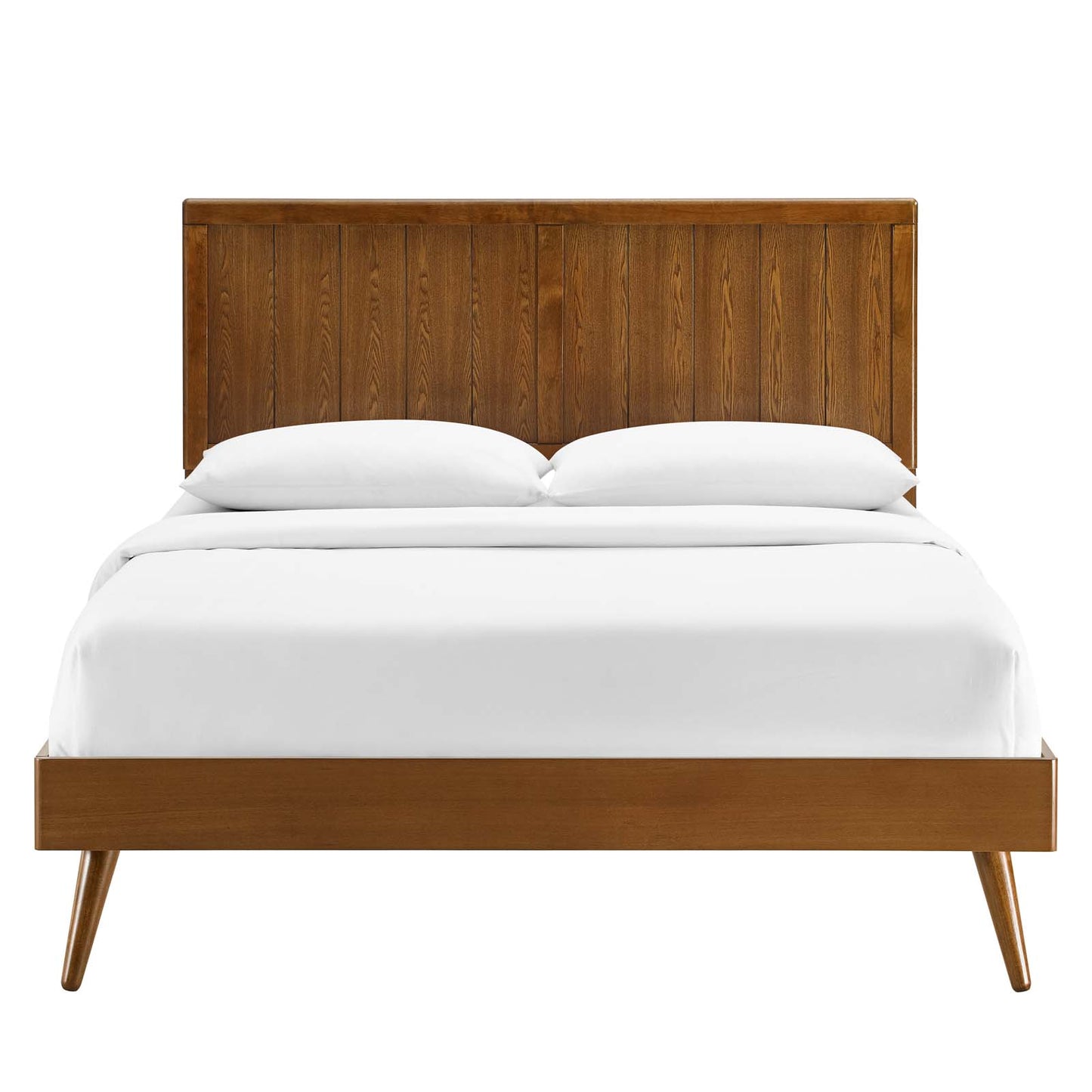 Alana Twin Wood Platform Bed With Splayed Legs Walnut by Modway