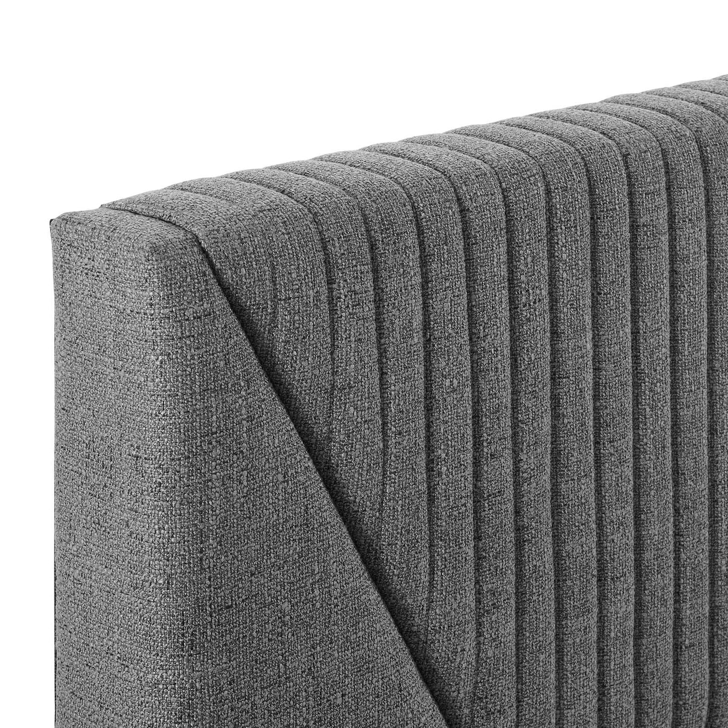 Dakota Upholstered Queen Platform Bed in Black Gray | Polyester by Modway