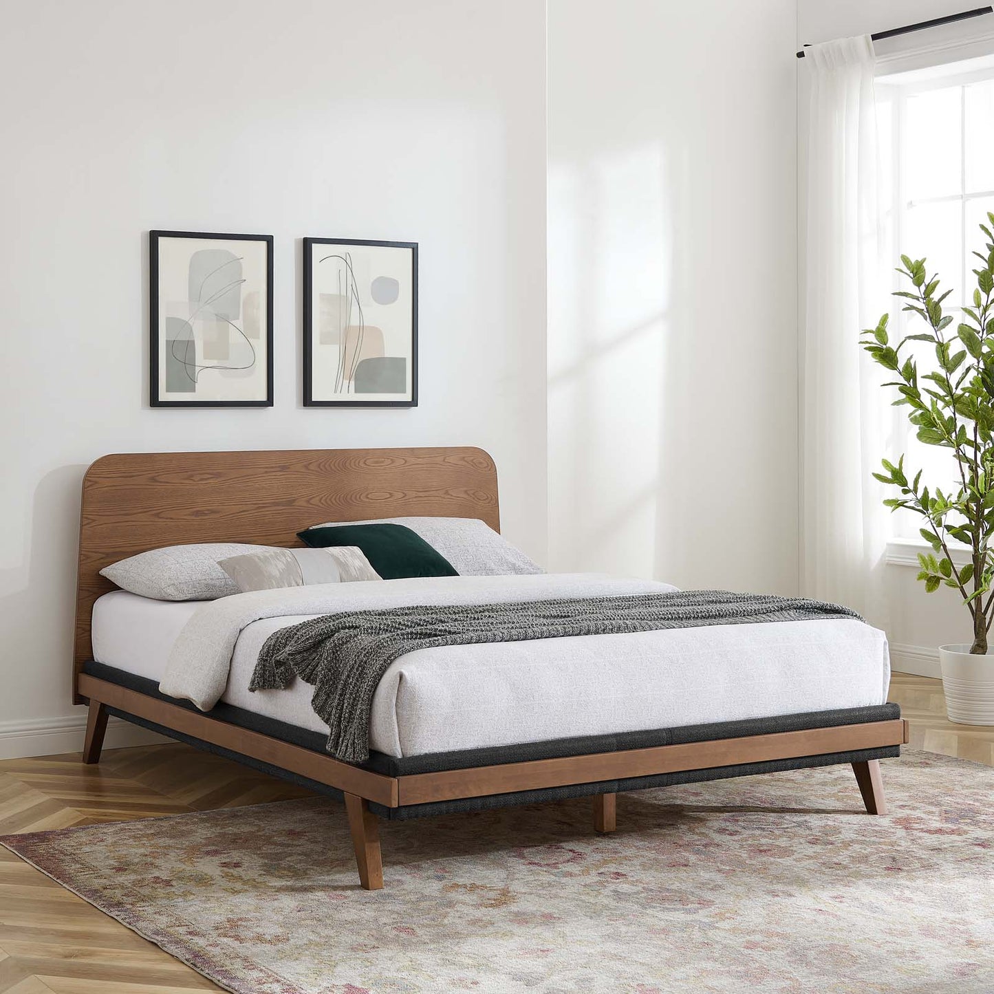 Dylan Queen Platform Bed in Walnut by Modway