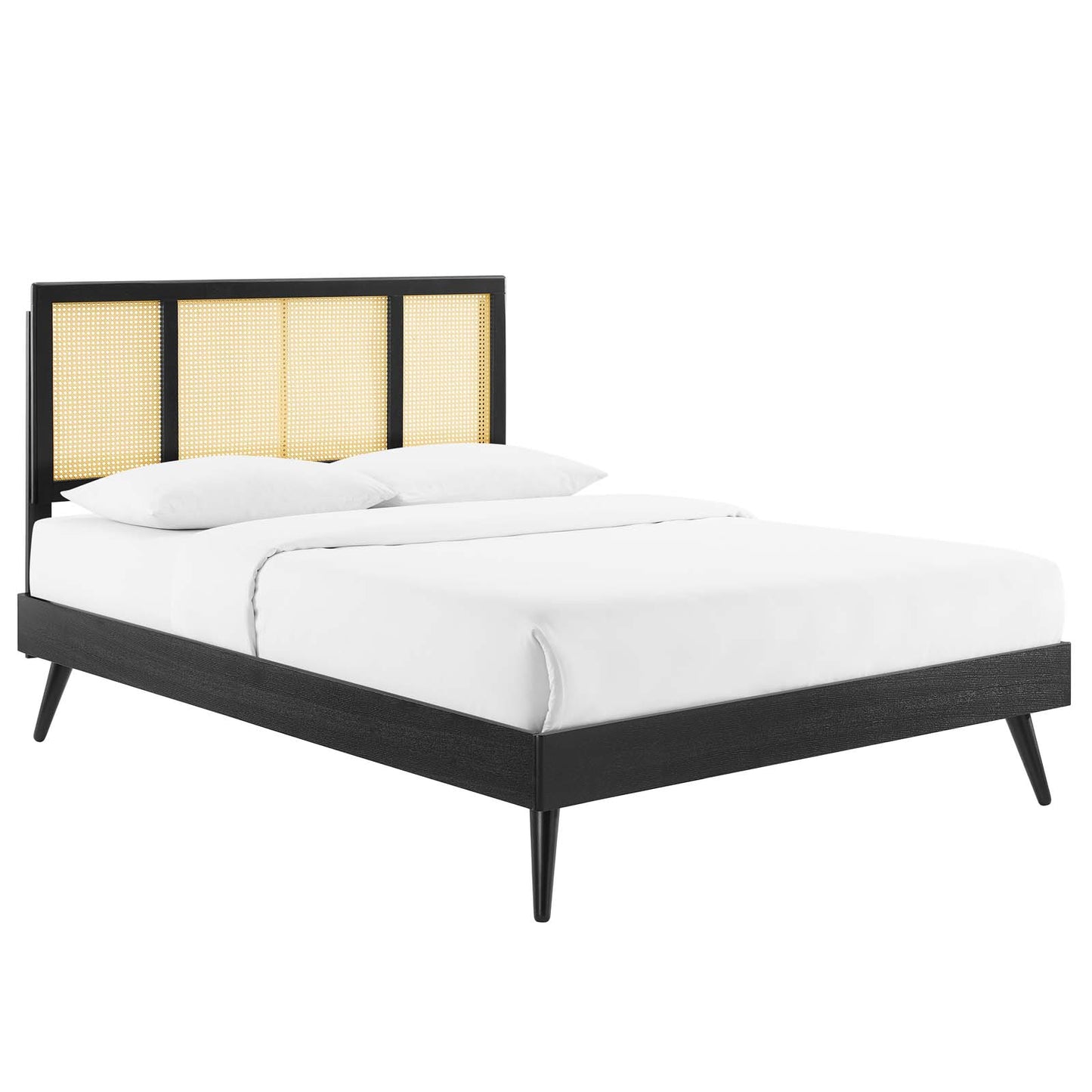 Kelsea Cane and Wood Full Platform Bed With Splayed Legs by Modway